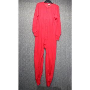 Vintage Sears Winterskins Long John Button Up Red Mens Large